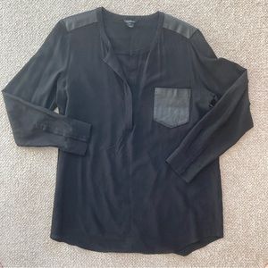 Club Monaco Silk and Leather Blouse